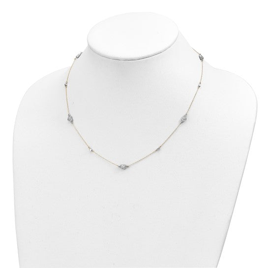 14K Two-tone Y-Drop Necklace with Polished Finish