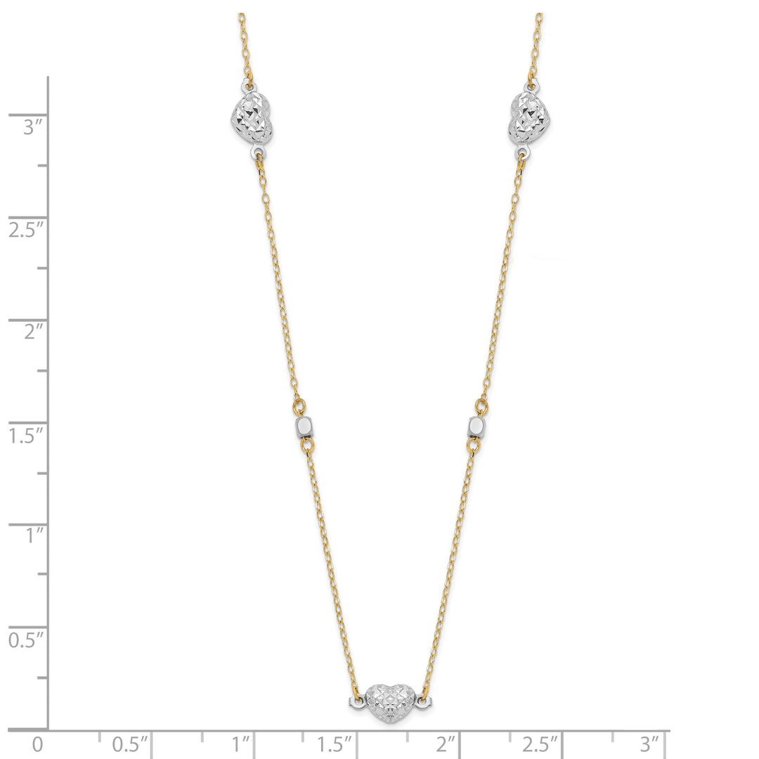 14K Two-Tone Heart Necklace with Polished Finish