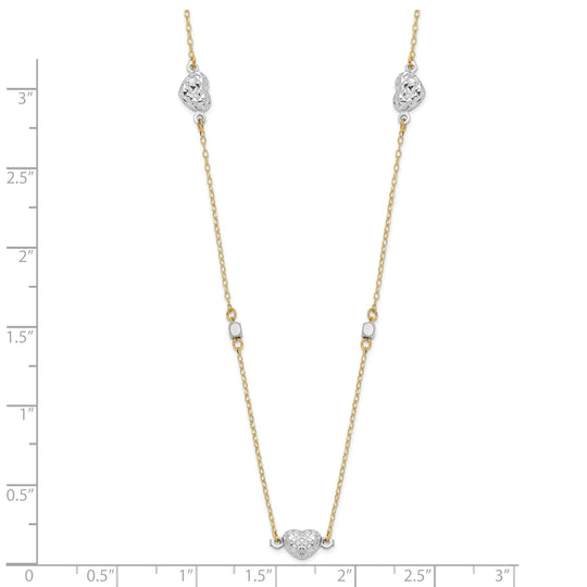 14K Two-Tone Heart Necklace with Polished Finish