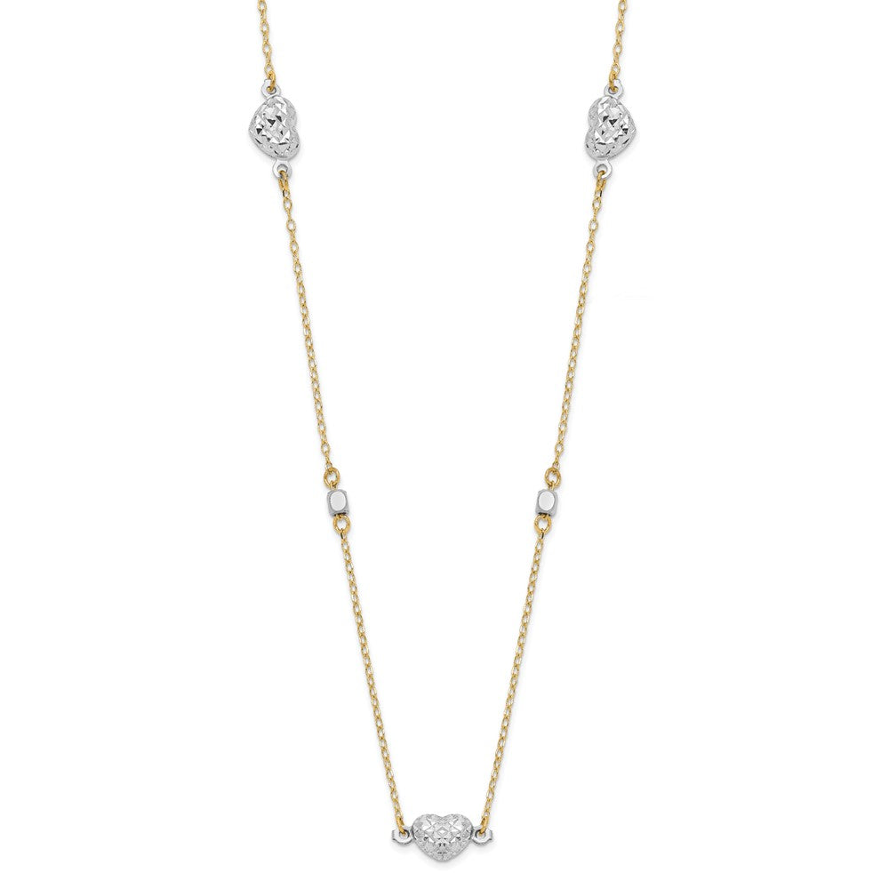 14K Two-Tone Heart Necklace with Polished Finish