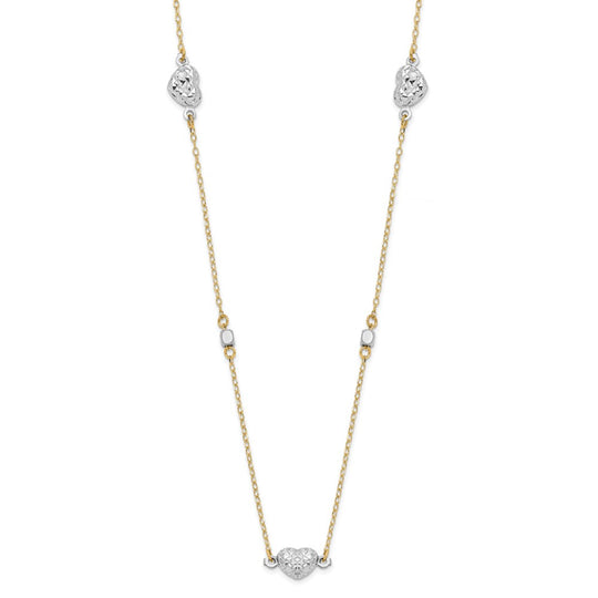 14K Two-Tone Heart Necklace with Polished Finish