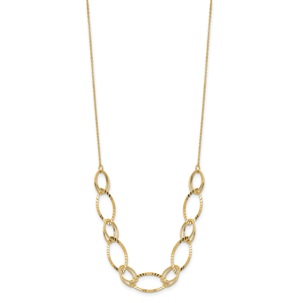 14K Polished Diamond Cut Oval Necklace