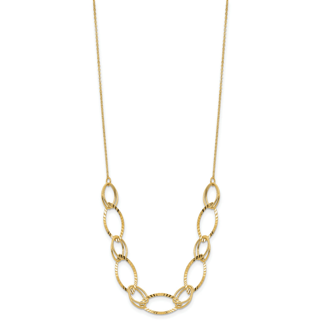 14K Polished Diamond Cut Oval Necklace