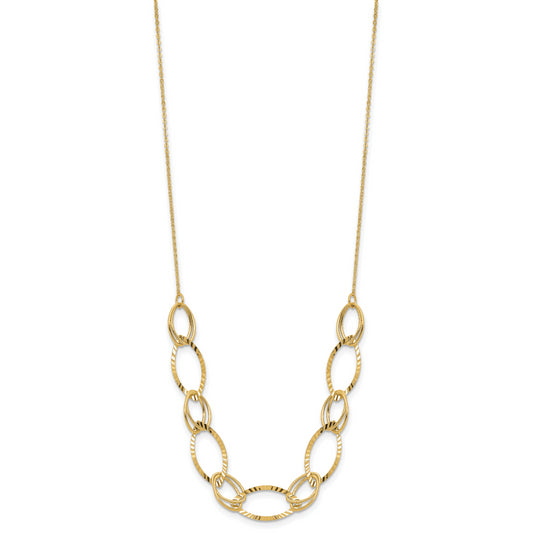 14K Polished Diamond Cut Oval Necklace