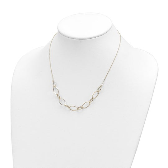 14K Polished Diamond Cut Oval Necklace