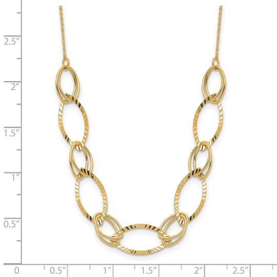 14K Polished Diamond Cut Oval Necklace