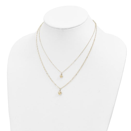 14K Two-Layer Interlocking Hearts Necklace with Extension