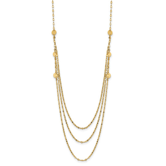 14K Yellow Gold Fancy Necklace with Three-Layered Polished Circles