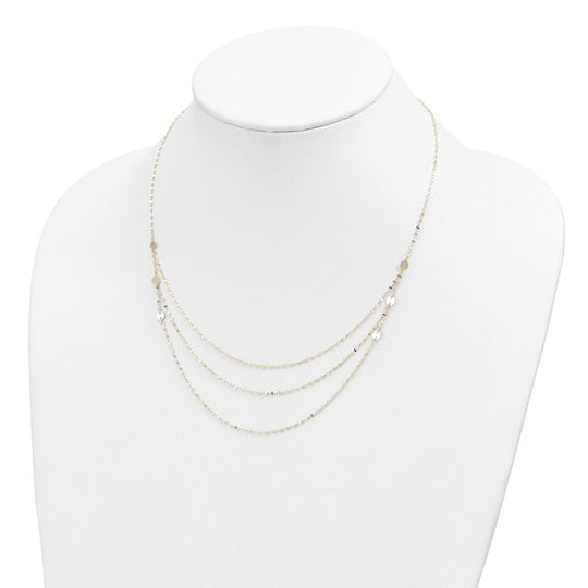 14K Yellow Gold Beaded Necklace with Polished Finish and Diamond-Cut