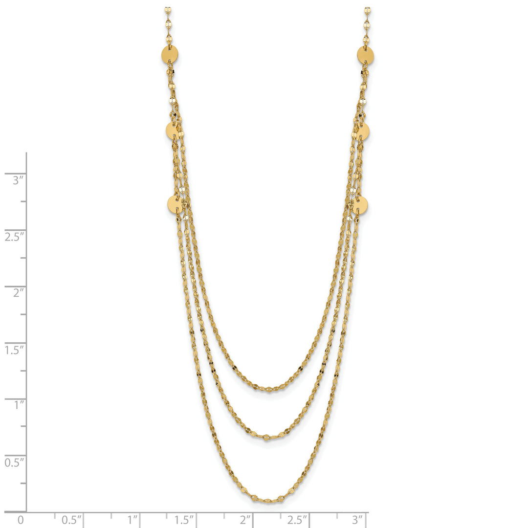 14K Yellow Gold Fancy Necklace with Three-Layered Polished Circles