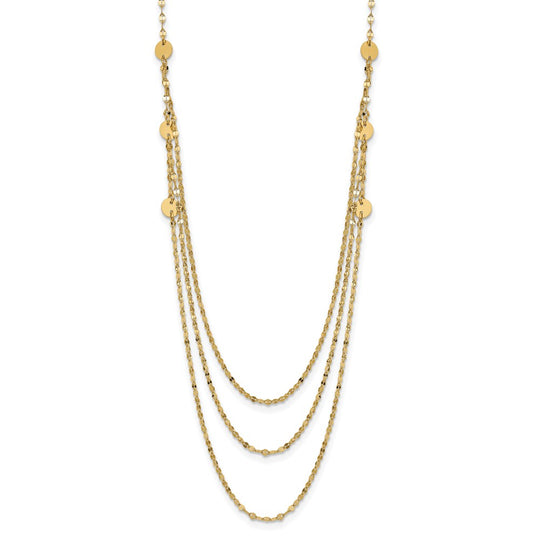 14K Yellow Gold Fancy Necklace with Three-Layered Polished Circles