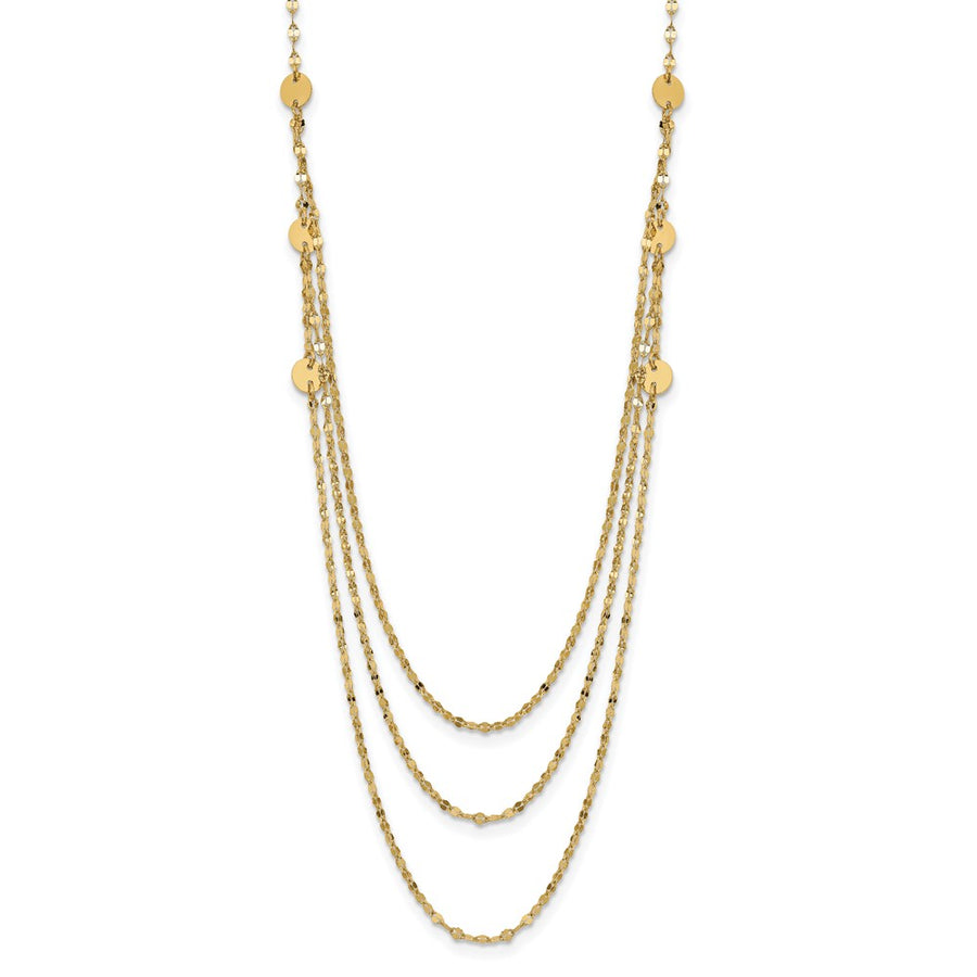 Collar de Fantasía en Oro Amarillo de 14K con Círculos Pulidos en Tres Capas