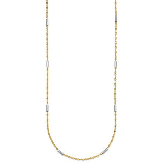 14K Two-Tone Diamond-Cut Mini Bar Link Necklace