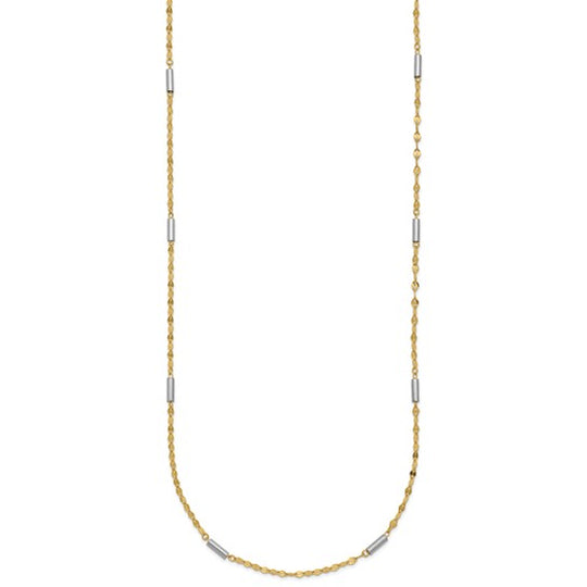 14K Two-Tone Diamond-Cut Mini Bar Link Necklace