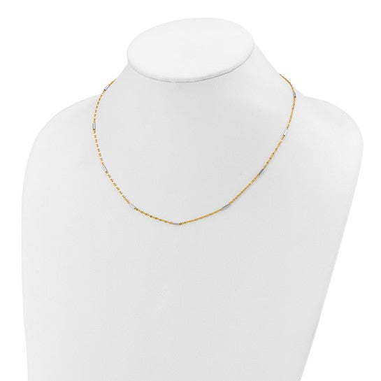 14K Two-Tone Diamond-Cut Mini Bar Link Necklace