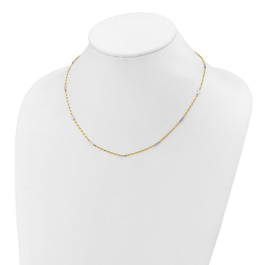 14K Two-Tone Diamond-Cut Mini Bar Link Necklace