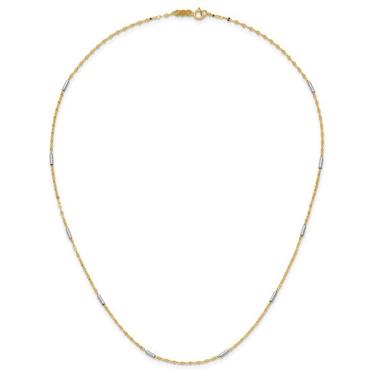 14K Two-Tone Diamond-Cut Mini Bar Link Necklace