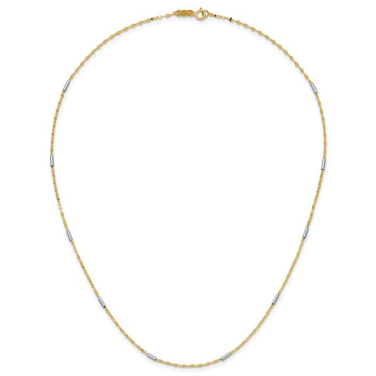 14K Two-Tone Diamond-Cut Mini Bar Link Necklace