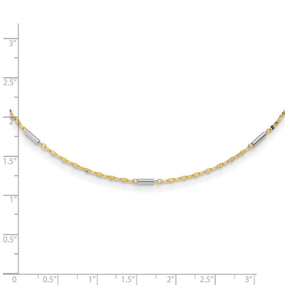 14K Two-Tone Diamond-Cut Mini Bar Link Necklace