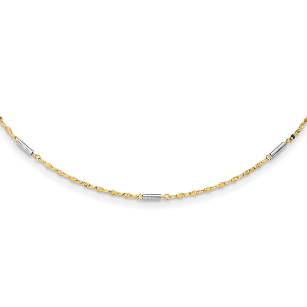 14K Two-Tone Diamond-Cut Mini Bar Link Necklace