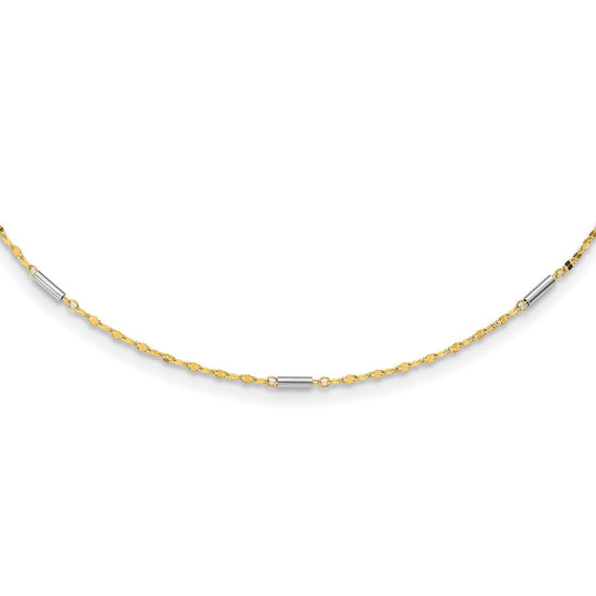 14K Two-Tone Diamond-Cut Mini Bar Link Necklace