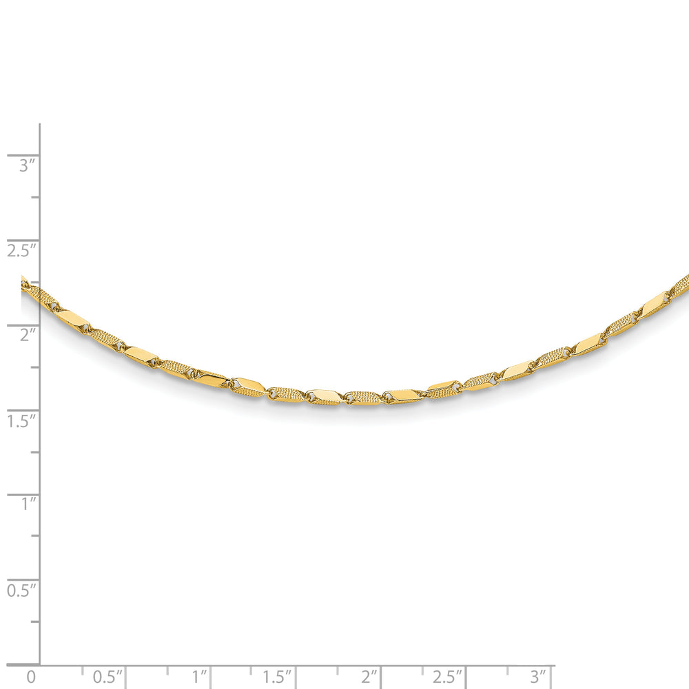 14K Textured and Polished Fancy Link Necklace (17 Inches)