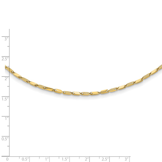 14K Textured and Polished Fancy Link Necklace (17 Inches)