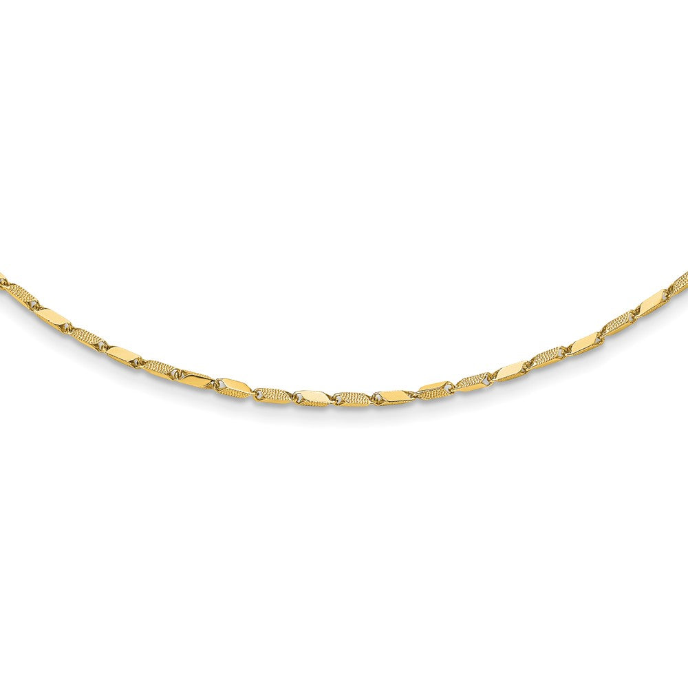 14K Textured and Polished Fancy Link Necklace (17 Inches)