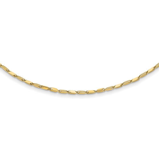 14K Textured and Polished Fancy Link Necklace (17 Inches)