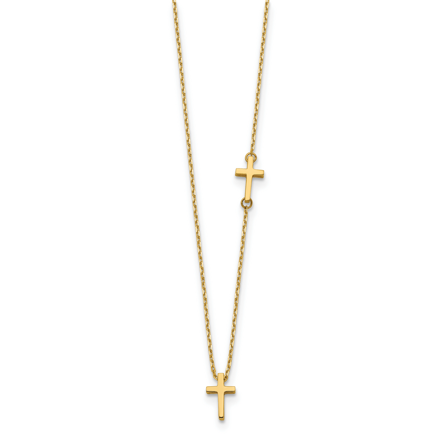 Collar con Colgante de Cruz Horizontal en Oro Amarillo de 14k