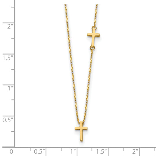 Collar con Colgante de Cruz Horizontal en Oro Amarillo de 14k