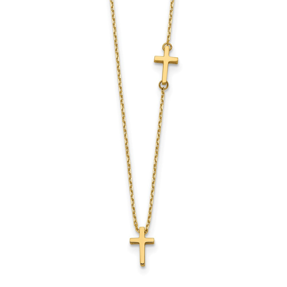 Collar con Colgante de Cruz Horizontal en Oro Amarillo de 14k