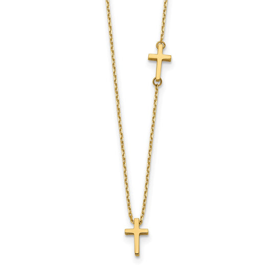Collar con Colgante de Cruz Horizontal en Oro Amarillo de 14k