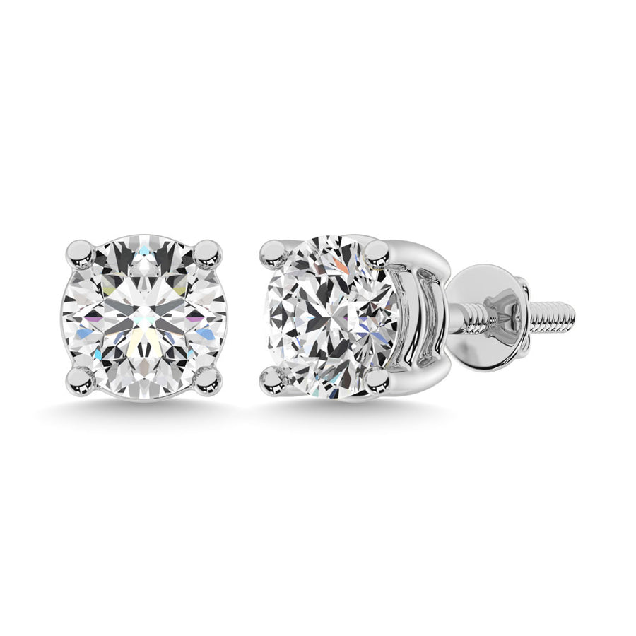 Aretes de oro de 14 quilates con 4 puntas y 2 Diamantes De Laboratorio de corte Redondo