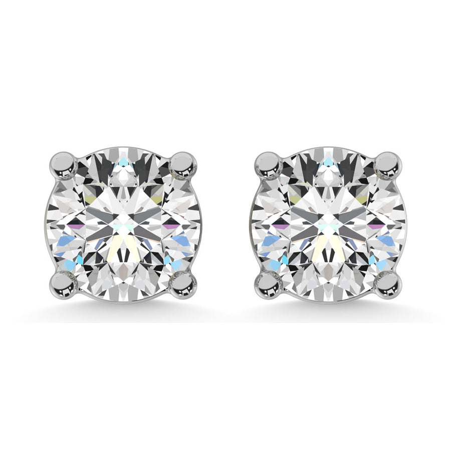 Aretes de oro de 14 quilates con 4 puntas y 2 Diamantes De Laboratorio de corte Redondo