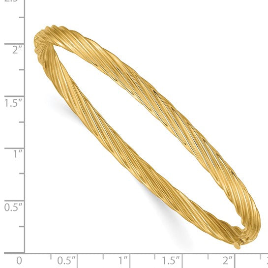 3/16 Oversized Hinge Textured Bangle Bracelet in 14k Gold