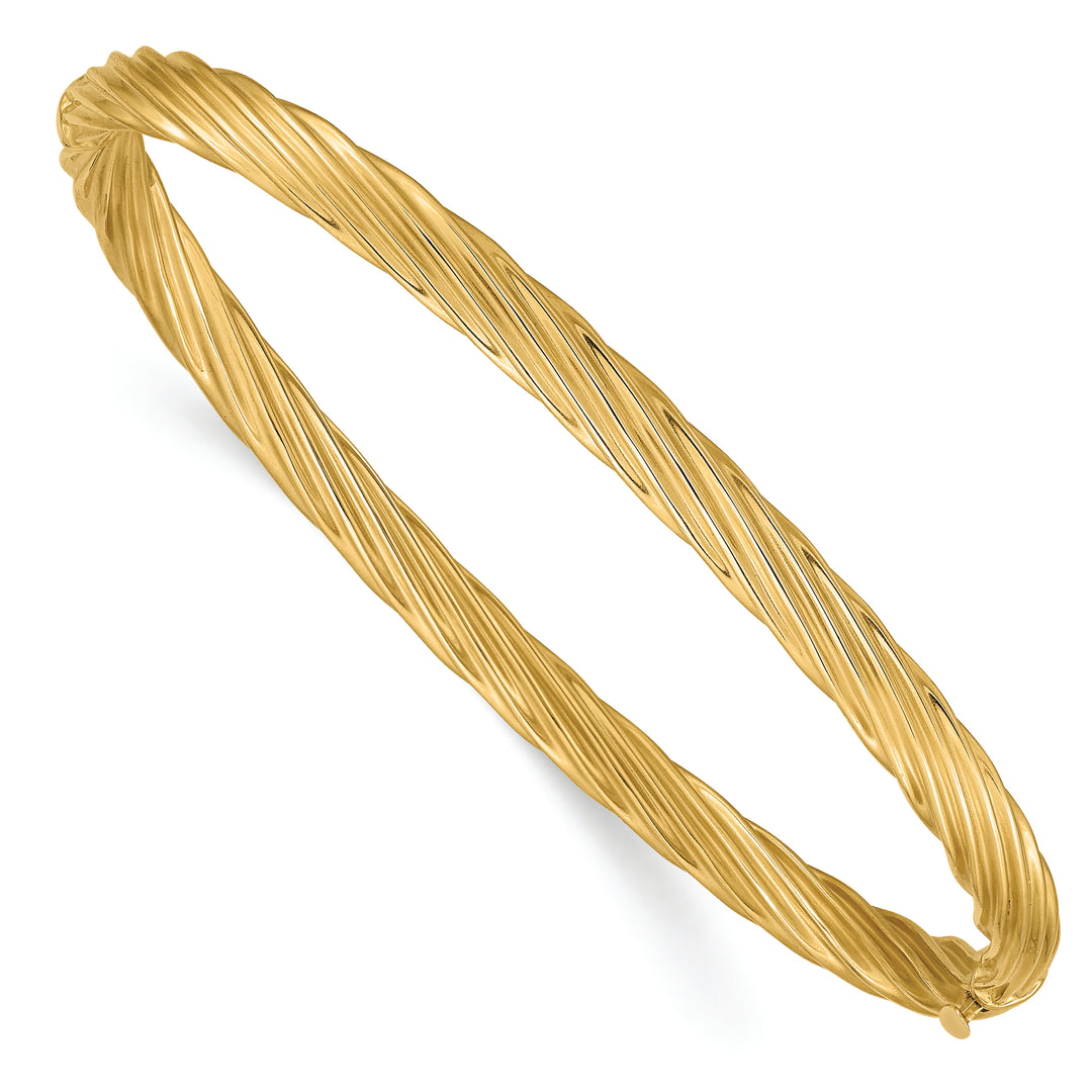 3/16 Oversized Hinge Textured Bangle Bracelet in 14k Gold