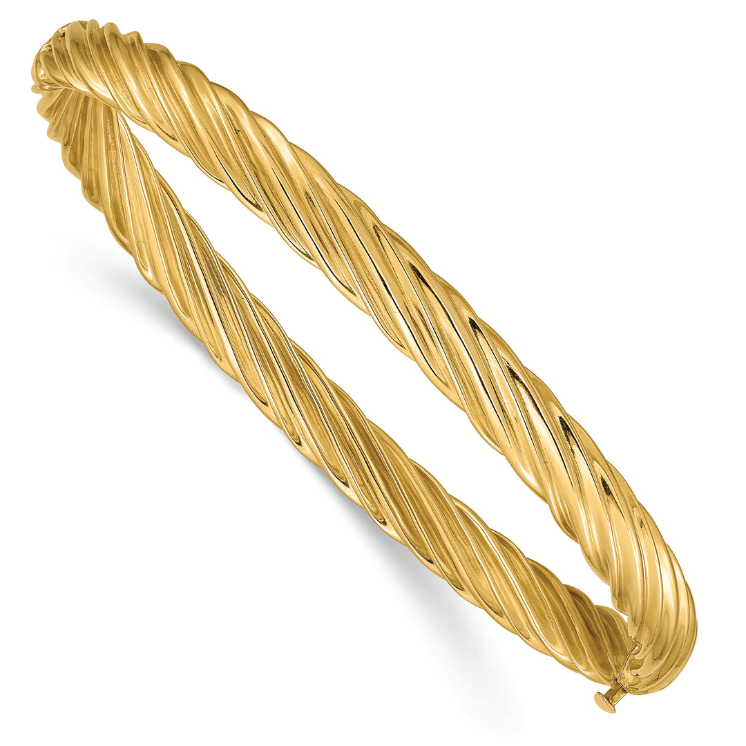 3/16 Oversized Hinge Textured Bangle Bracelet in 14k Gold