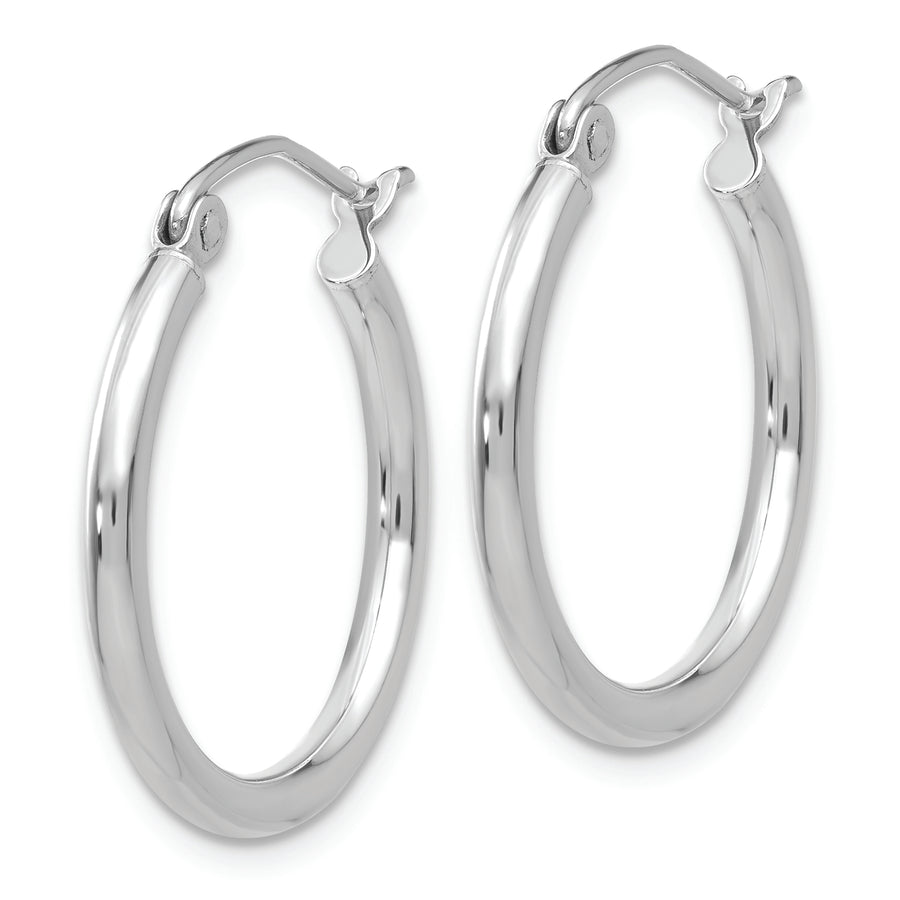 Aretes de Aro Livianos en Oro Blanco de 14k Pulidos con Tubo de 2x20 mm