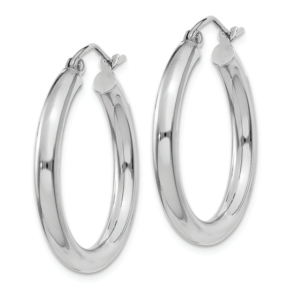 Lightweight Tube Hoops in Polished 14k White Gold (3mm x 25mm)