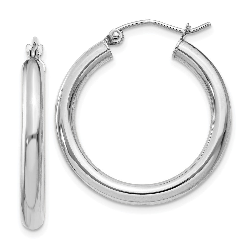 Lightweight Tube Hoops in Polished 14k White Gold (3mm x 25mm)