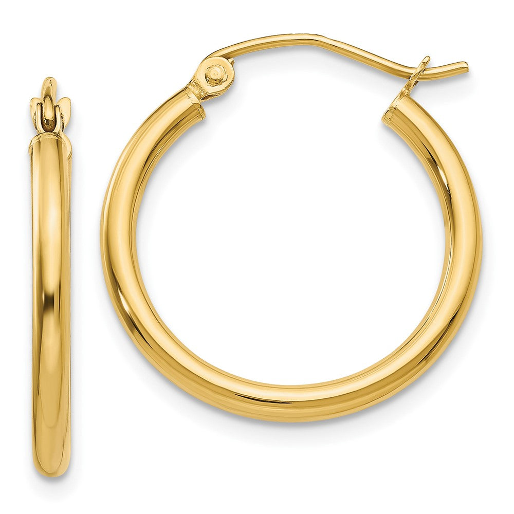 Aretes de Aro Tubular Ligero Pulido de 2x20 mm en Oro de 14K