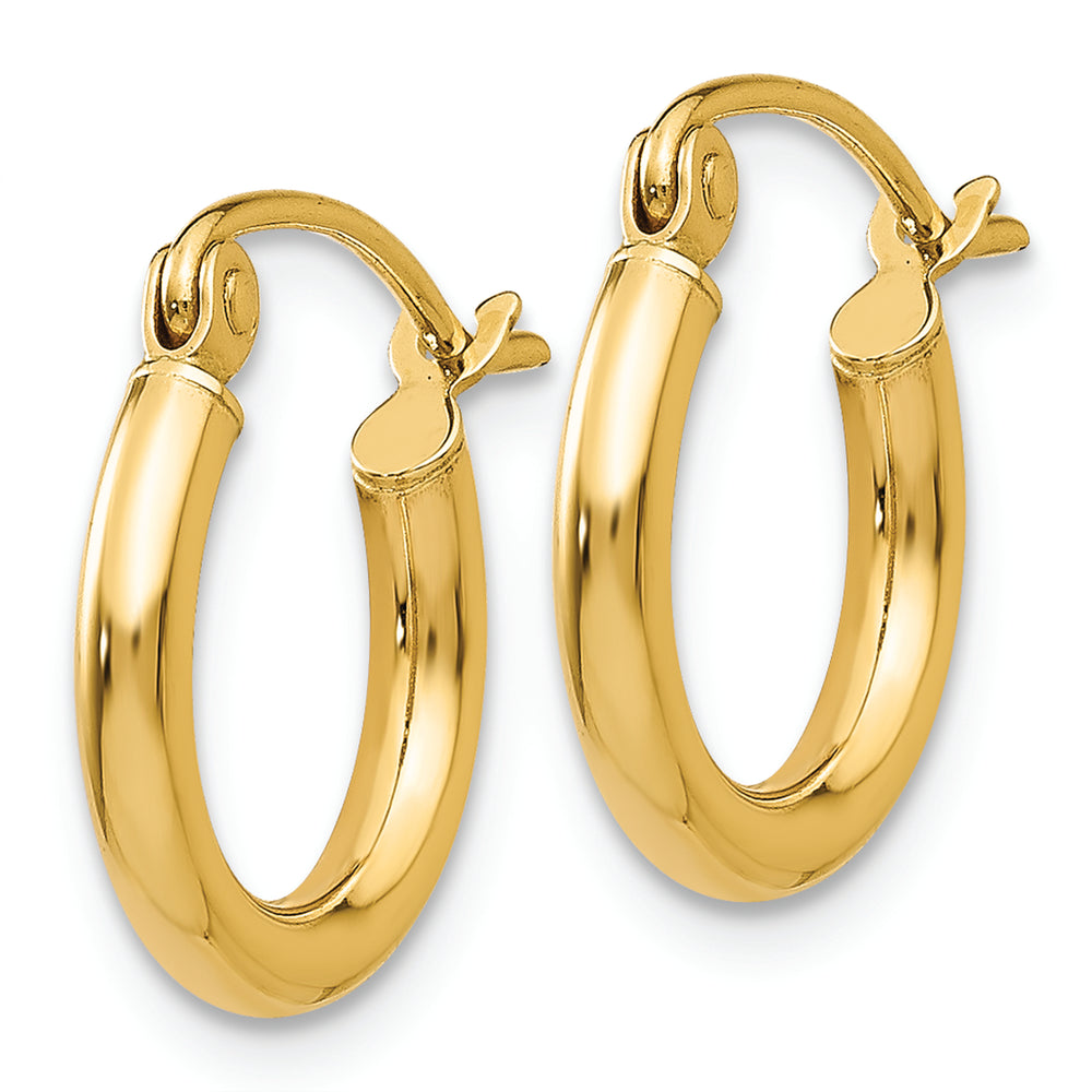 2x12mm Lightweight Tube Hoop Earrings, 14k Polished
