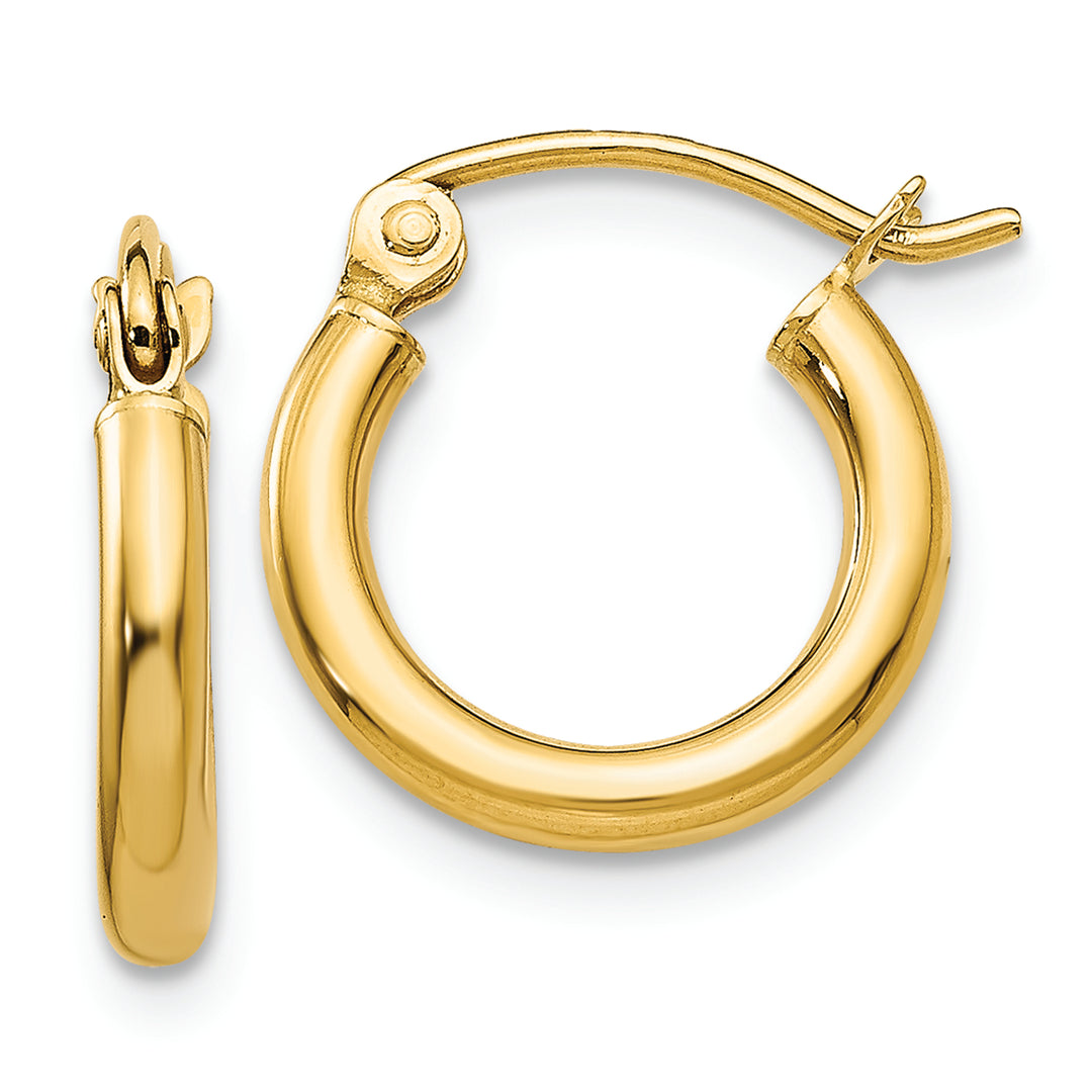 2x12mm Lightweight Tube Hoop Earrings, 14k Polished
