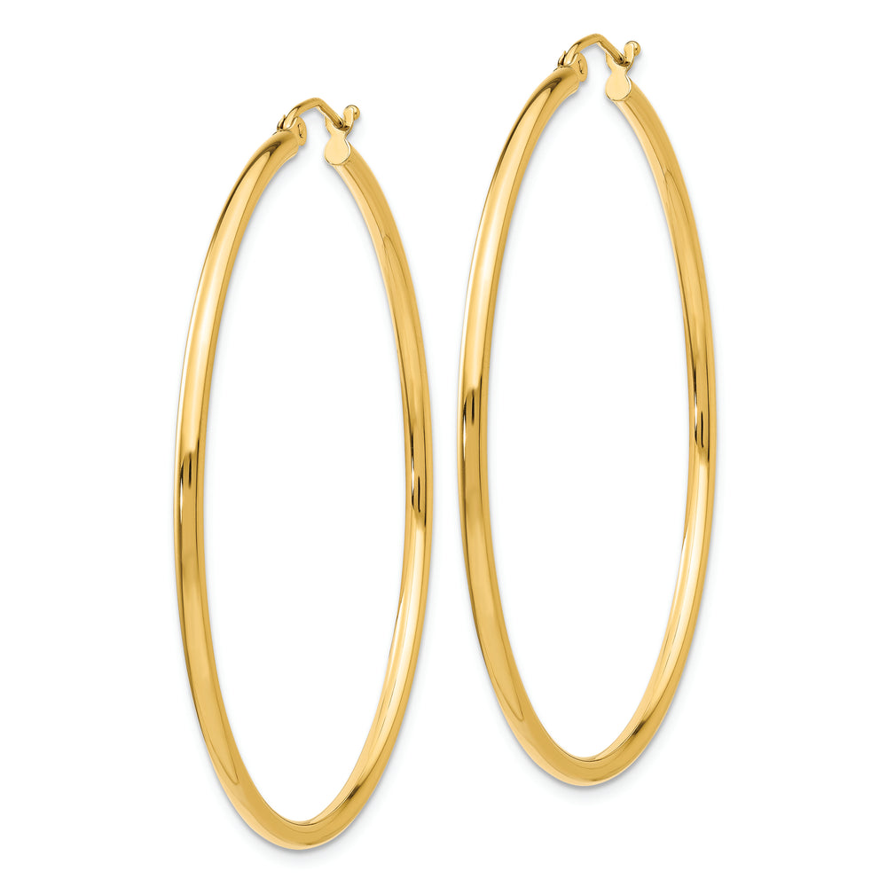 Aretes de Aro Tubular Pulidos de 14k de 2x50mm