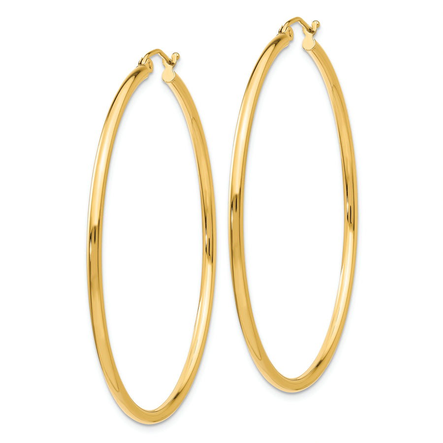 Aretes de Aro Tubular Pulidos de 14k de 2x50mm