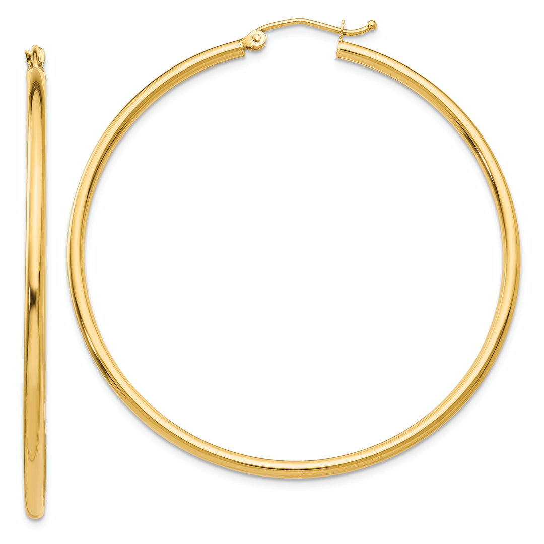 Aretes de Aro Tubular Pulidos de 14k de 2x50mm
