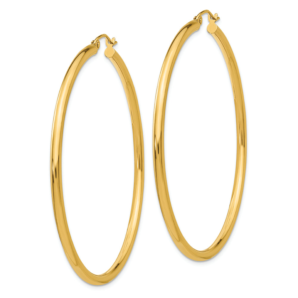 Aretes de Aro Tubulares en Oro Amarillo de 14k Pulidos de 2.5 mm Livianos