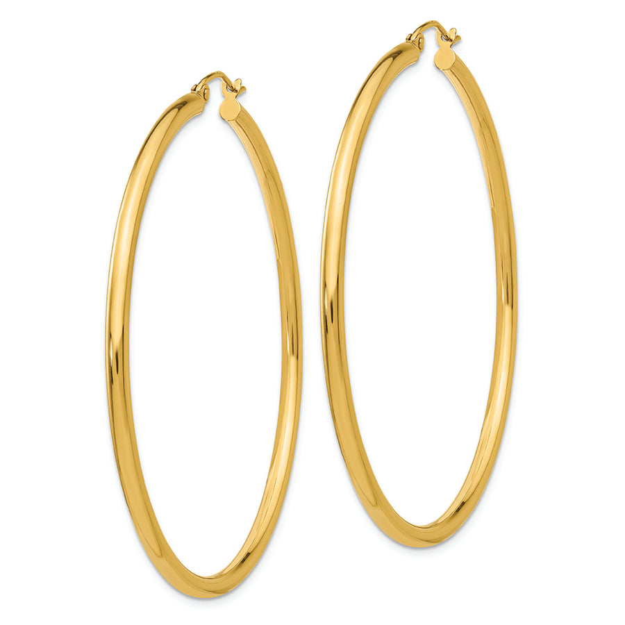 Aretes de Aro Tubulares en Oro Amarillo de 14k Pulidos de 2.5 mm Livianos