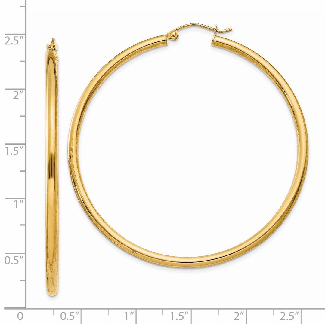 Aretes de Aro Tubulares en Oro Amarillo de 14k Pulidos de 2.5 mm Livianos